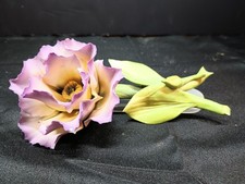 Vintage Capodimonte Porcelain Purple & White Flower Made In Italy