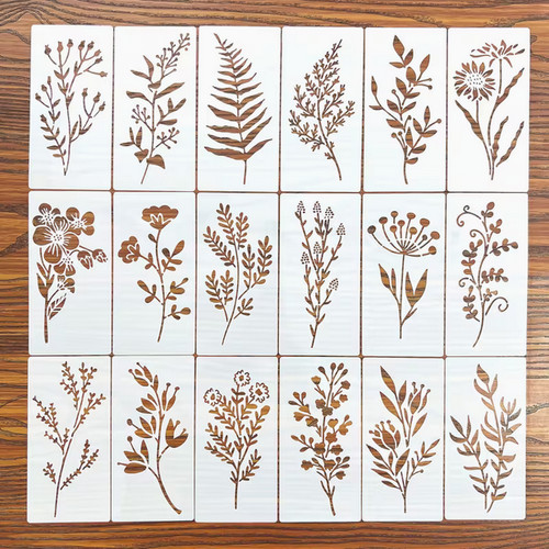 18pcs floral painting stencils - floral,