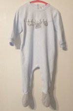 Tutto Piccolo Sleepsuit Babygrow 6 Months Baby Boys Blue Long Sleeve Velour