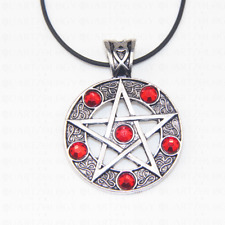 Baphomet Pendant Pentagram Necklace Red Rhinestone Amulet Choker Diamante Wicca