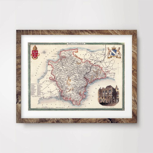 Devon devonshire vintage - devonshire, map