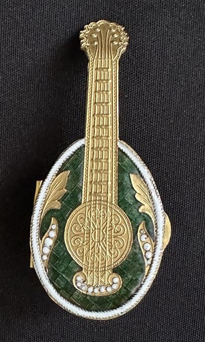 Enamel gold gilt mandolin - gold,