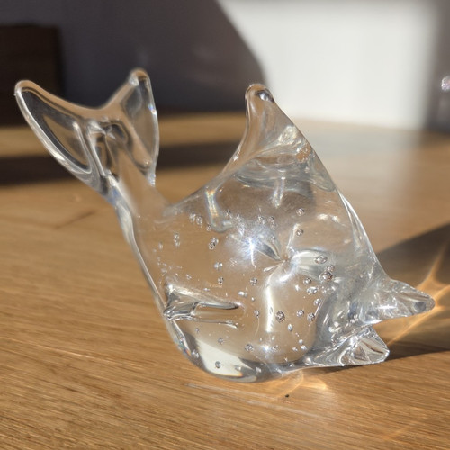Clear glass dolphin fish - glass,