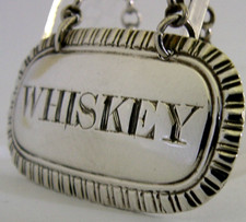 ENGLISH VICTORIAN STERLING SILVER IRISH WHISKEY WINE LABEL 1847 BARWARE ANTIQUE
