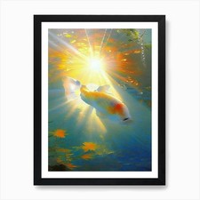 Tancho Showa Koi Fish Monet Style C Framed Wall Art Poster Canvas Print Picture