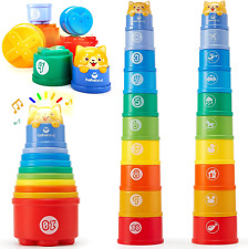 Hahaland Rainbow Stacking Cups 10 Pcs Toys for 1 Year Old Girls Boys Toddler 12