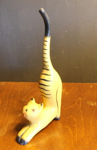 Vintage wooden cat - wooden,
