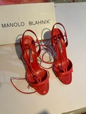 Manolo Blahnik Women's Shoes UK6.5 EU39.5 Coral/red Strappy Stiletto Heels