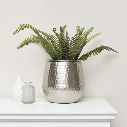Round silver hammered metal - silver,