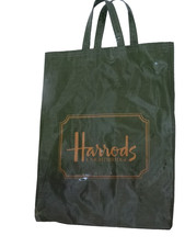 Harrods Green Tote Shopping Bag with Gold Lettering