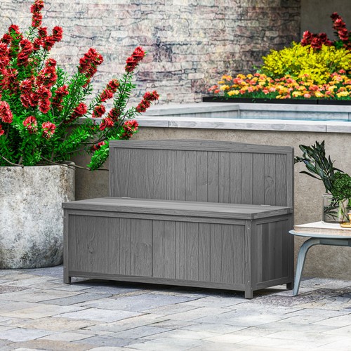 Outsunny wood storage bench - wood,