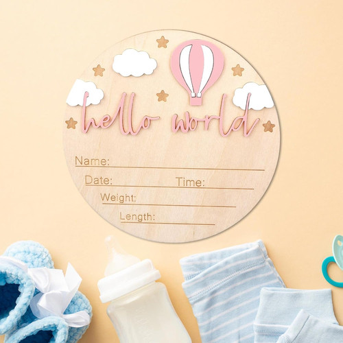 Wooden baby announcement sign - wooden,