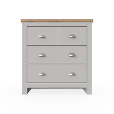 Grey Chest of Drawers 2+2 Cabinet Modern Bedroom Storage Oak Bedroom Furniture