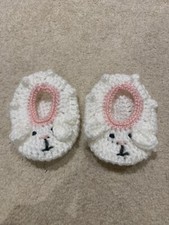 Handmade Crochet Baby Girl Bunny Shoes Socks Size 0-6 Months ?????