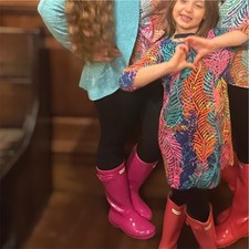 Hunter Original Kids Gloss Tall Wellington Rain Boots Pink Size Girls 6 Women 8