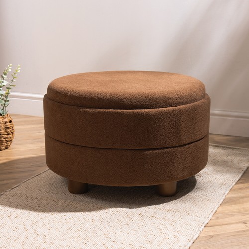 Large brown boucle storage - large,
