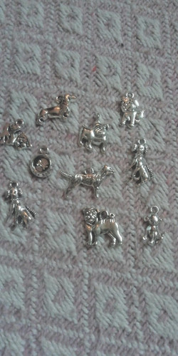 Set cute silver tone dog - set,