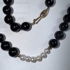 14k Gold Necklace Onyx