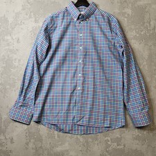 Eton Formal Shirt Men's 17.5 Blue Green Checkered Contemporary Fit Button-Down