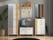 Slim Cashmere Taupe and Oak Effect Wardrobe – Hanging Rail and Shelves