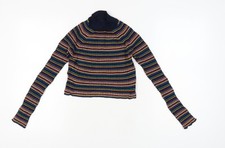 Zara Women Multicoloured Striped Roll Neck Jumper S