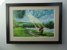 Loon Cartoon Fishing print 'A