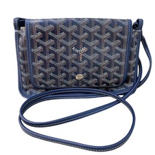 GOYARD Plume Shoulder Bag Goyardine Canvas Navy Snap Closure #OK996