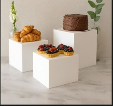 Buffet Riser Dessert Table Display Set White, 3-Pack for All Occasions