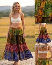 Boho Hippie Tiered Maxi Skirt