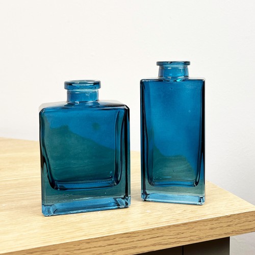 Blue coloured glass bud vase - coloured,