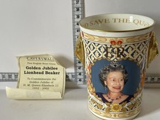 Caverswall Lion Head Beaker  Golden Jubilee Queen Elizabeth II Limited Edition