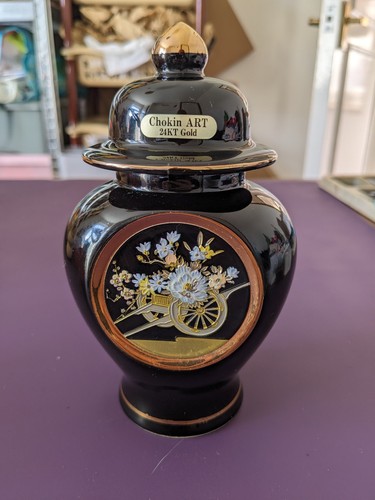 Vintage black chokin vase with - chokin,
