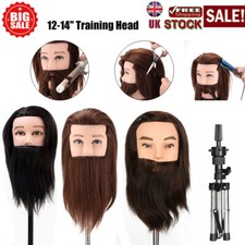 Real Hair Male Beard Training Head Hairdressing Mannequin Doll Clamp Holder