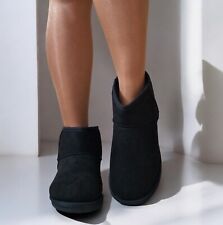 WOMENS BLACK WARM WINTER FAUX FUR LINED HUG SNUGG ANKLE SHOES BOOTS SIZE 3-8
