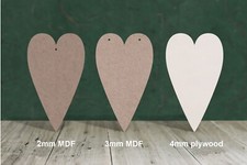 Wooden heart shape. Wood craft cut out for plaques and weddings (tall hearts)