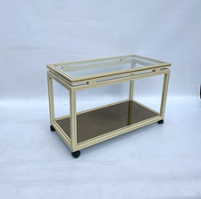 Bar Cart Drinks Trolley 1970s Pierre Vandel Table Glass Hollywood Regency Mirror
