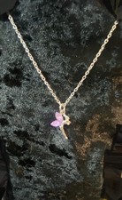 Tinker bell necklace And Pendant Silver Plated Purple Crystal Type Wings