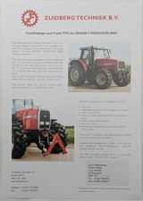 Original Zuidberg Front Linkage & PTO For MF 8000 Single Sheet Brochure, c 1980s