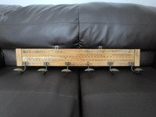 Vintage Industrial Ruler Wall Hook Rack – Rustic Wood & Metal Coat Hanger Mount
