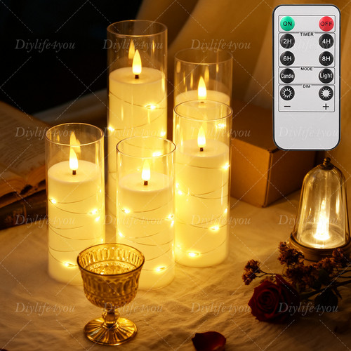 5pcs set flameless led pillar - 5pcs,