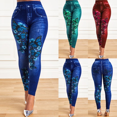 Women butterfly print leggings - print,
