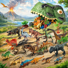 46pcs Dinosaur Figures Toy Set
