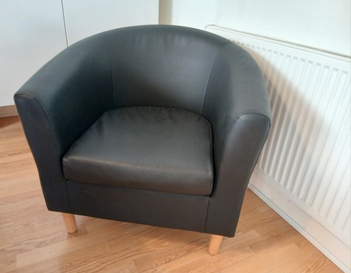 Argos black faux leather tub - leather,