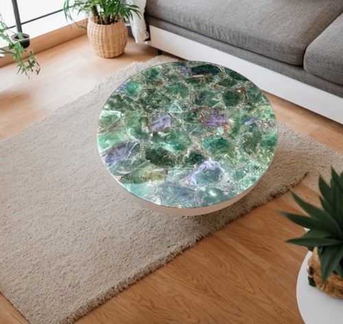 Fluorite agate gemstone table - fluorite,