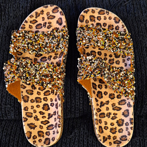Women leopard print beaded - leopard,