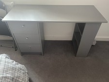 Matte Grey Desk With 3 Draws and Shelves (collection Only)