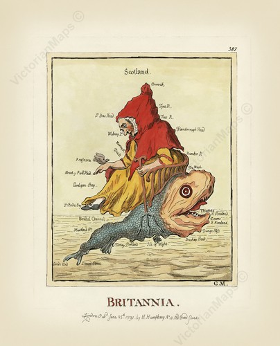 Antique map britannia britain - map,