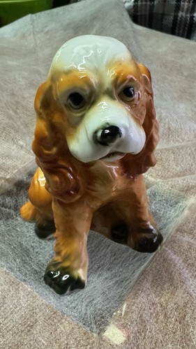 Vintage porcelain spaniel - vintage,