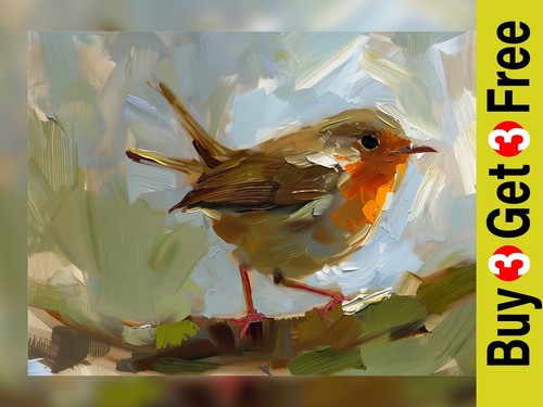 Charming robin bird - robin, 5"x7"