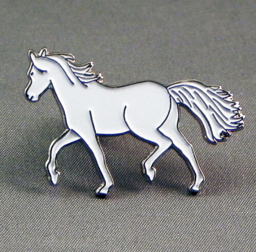 White horse animal enamel - horse, pin